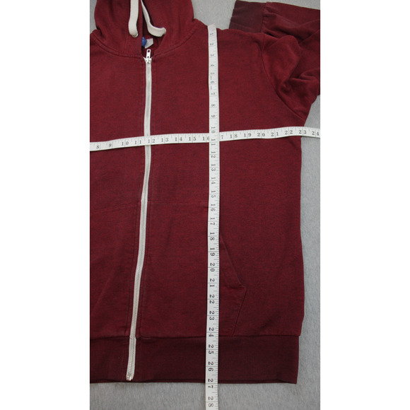 H&M Hoodie Mens Size L Red Cotton Blend Drawstring Full Zip Pockets - Picture 4 of 6